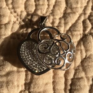 Beautiful Sterling Silver and crystal Open Heart